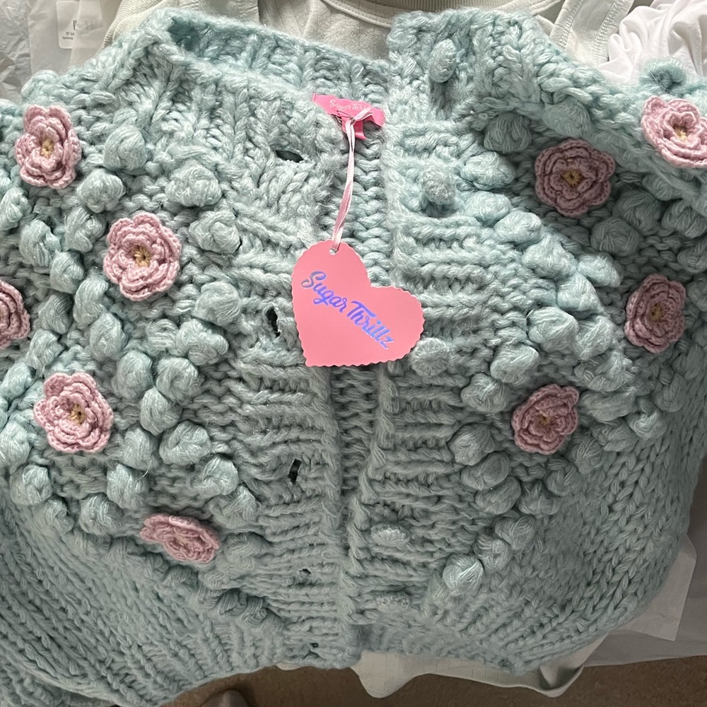 🍁🍂Sugar Thrillz Floral Cardigan🍁🍂LoveShackFancy Vibes! NWT! Size S! - Picture 8 of 9